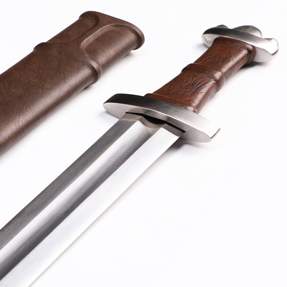 Viking sword fuller groove close-up - blood groove and blade spine detail