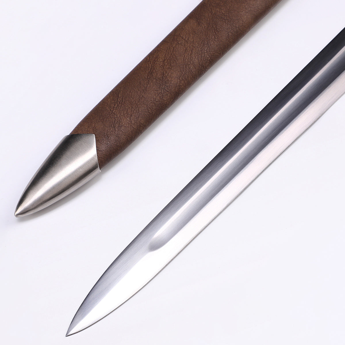 Viking sword blade close-up - razor sharp high carbon steel edge detail