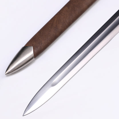 Viking sword blade close-up - razor sharp high carbon steel edge detail