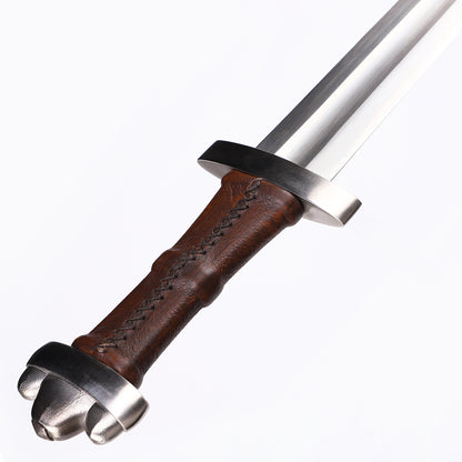 Viking Sword hilt details - traditional Norse wheel pommel detail