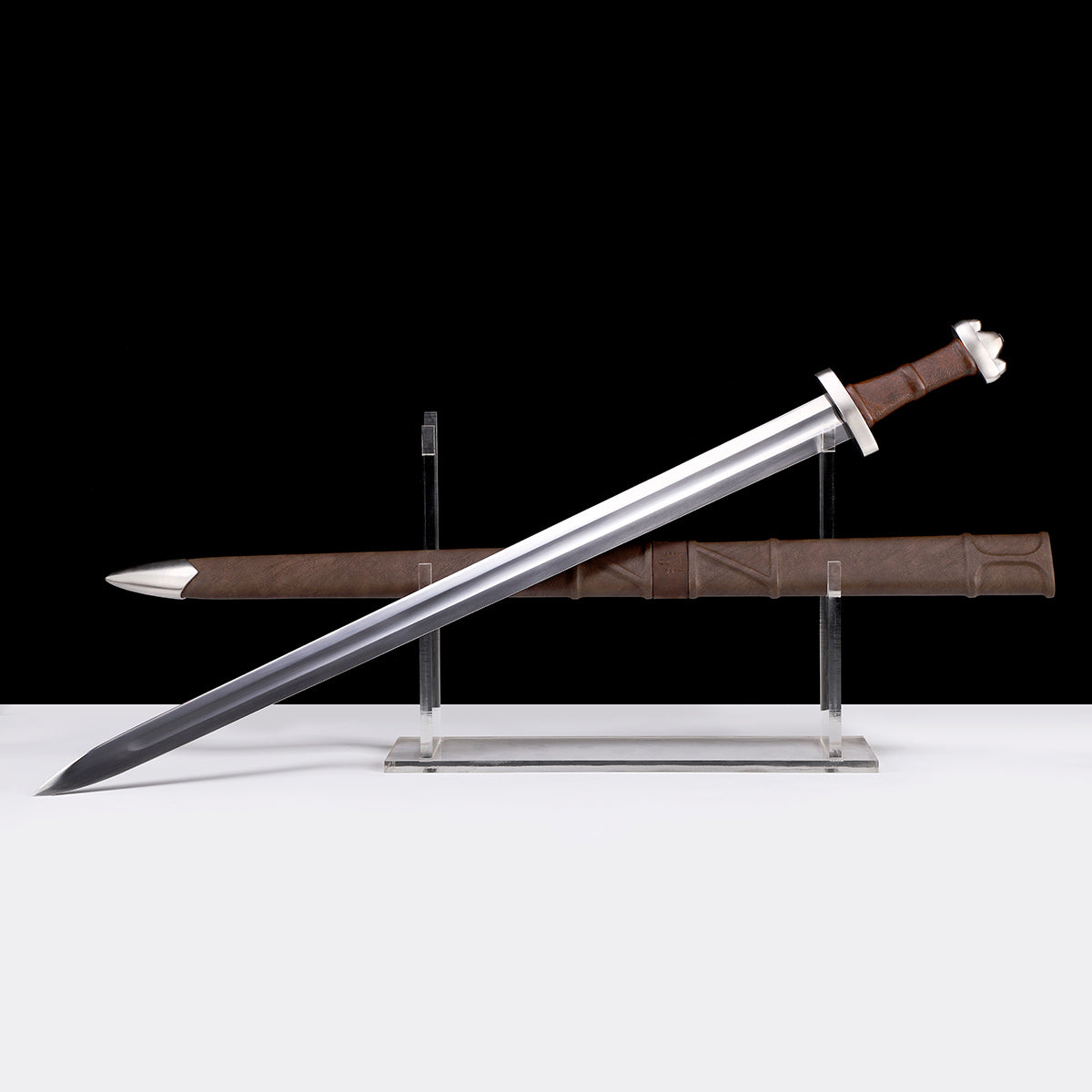 Viking sword battle ready medieval replica front view