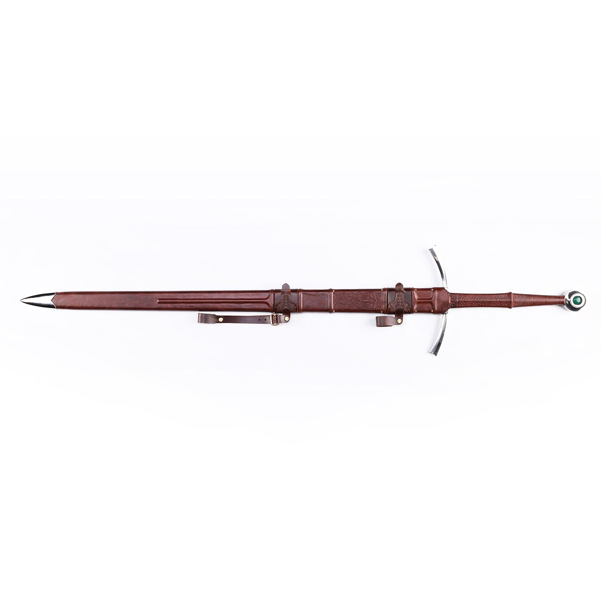 Medieval longsword flat lay - 52 inch full length overview 