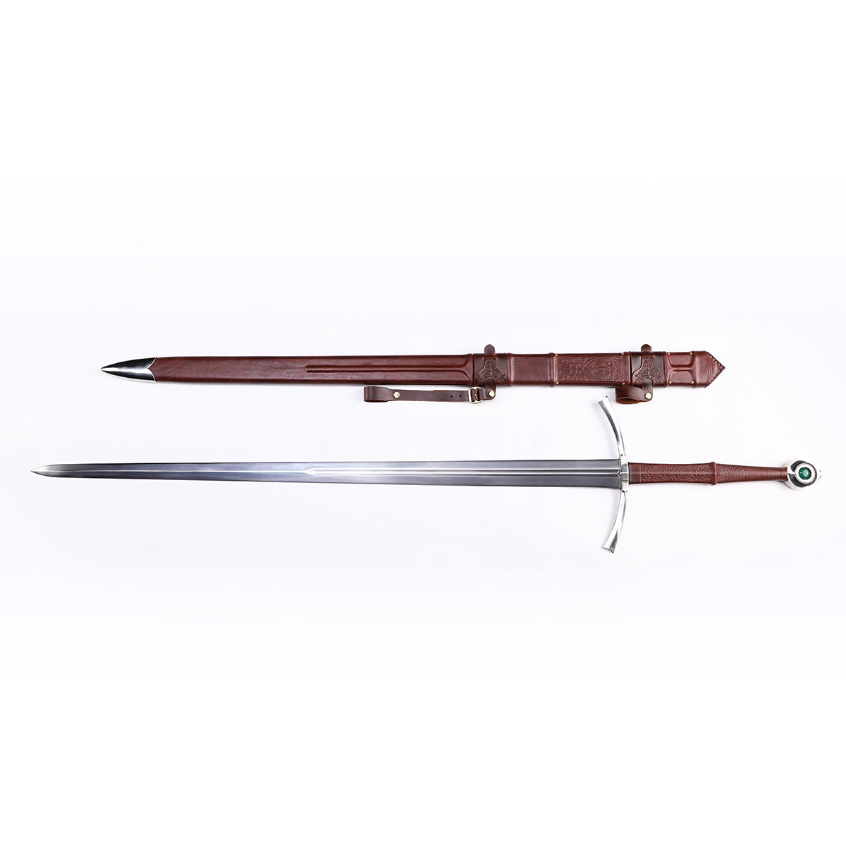 Medieval longsword 52 inch front view - full tang double-edged steel blade