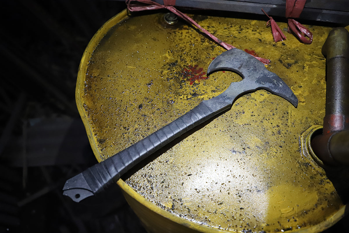 Tactical Axe flat lay - full axe overview with scale reference