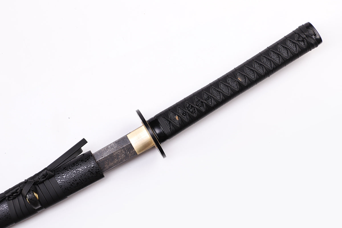 Hattori Hanzo Katana handle close-up - traditional tsuka wrap with tactical design