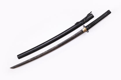Hattori Hanzo Katana angled view - blade curvature and tactical finish