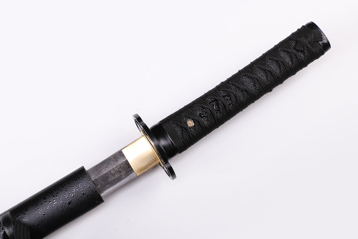 handmade Japanese katana -  sword handle close-up 