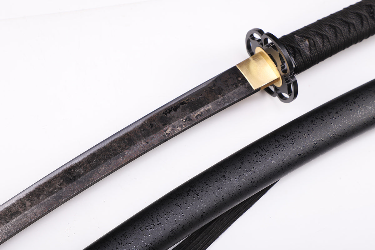 handmade Japanese katana - sword spine close-up