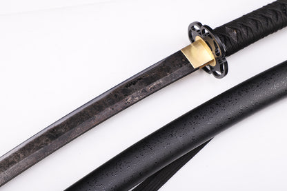 handmade Japanese katana - sword spine close-up