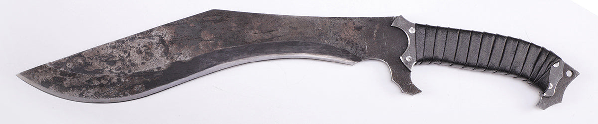 Nepalese curved kukri knife with wooden handle - front view