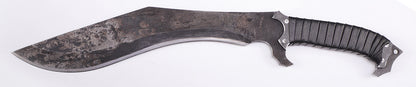 Nepalese curved kukri knife with wooden handle - front view