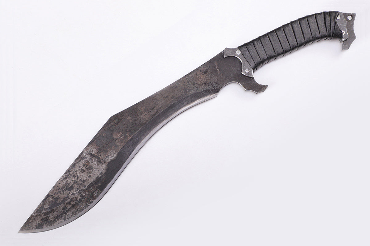 Nepalese curved kukri knife with wooden handle - Oblique diagram