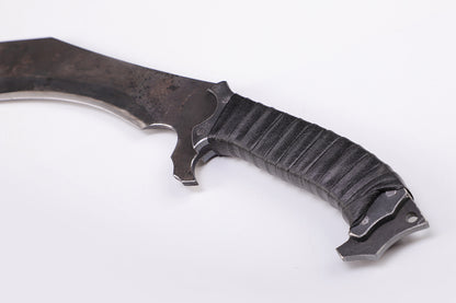 Nepalese curved kukri knife with wooden handle - Detail drawing of knife handle